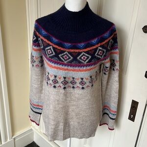 Blue and Grey Fair Isle Sweater - S